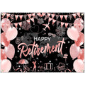 Mocsicka Happy Retirement Backdrop Pink Rose Gold Balloons Women Happy by Mocsicka