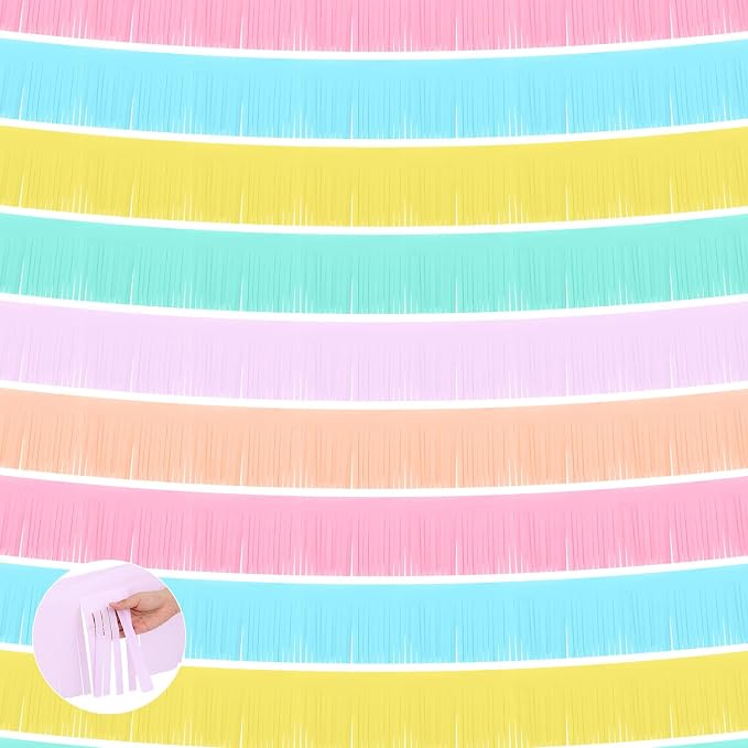 Taiyin 12 Pack 120 Feet Macaron Fringe Garland Tissue Pastel Paper Fringe by Taiyin