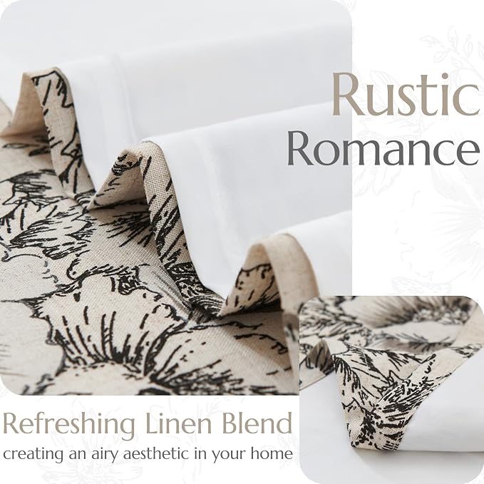jinchan Floral Linen Curtains Lined 108 Inch Farmhouse Back Tab 2 Panels | - Image 3