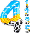 40 Inch Number 4 Balloon Blue Clouds Cartoon Story Balloons Toy Inspired Party by AXBMM