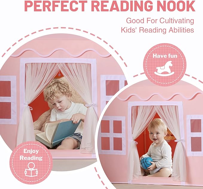Kids Play Tent Indoor: with Mat, Tassel Garland - Image 3
