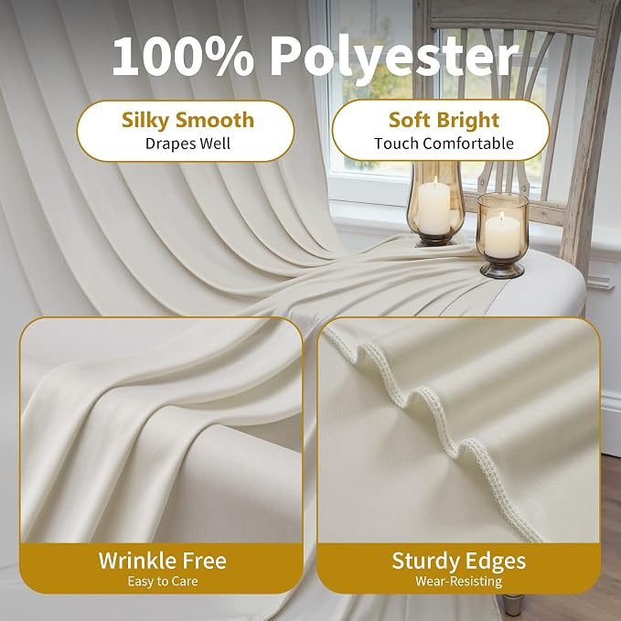 30×12ft Wrinkle Free Beige Backdrop Curtain - Image 2