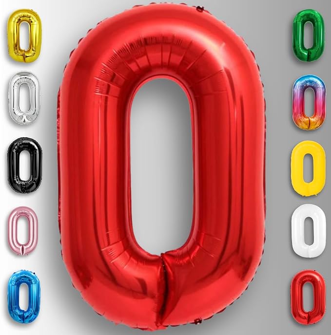 Red Number Balloon 0 Mylar Foil Balloons 40 inch - Image 6