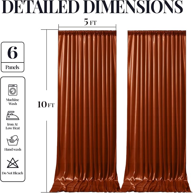 30x10ft Terracotta Glitter Backdrop Curtain - Image 9