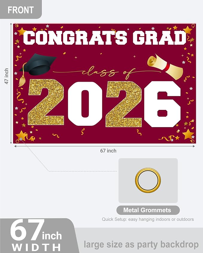 Class of 2026 Graduation Banner 47x67" - Image 3
