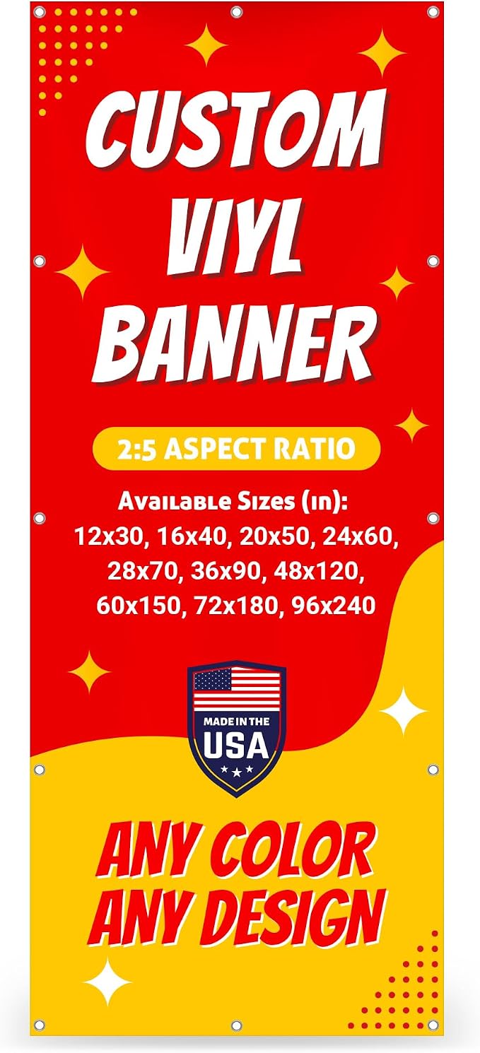 Custom Vinyl Banner with 150+ Sizes – Personalized Outdoor or Indoor Sign – Any by Unknown