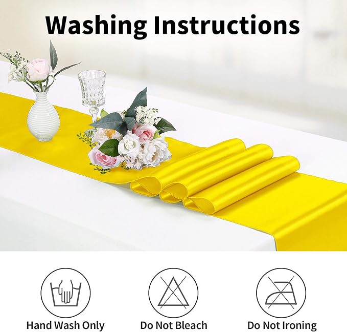 10-Pack Satin Table Runner Yellow 12 x 108 inches Long, Table Runners - Image 6