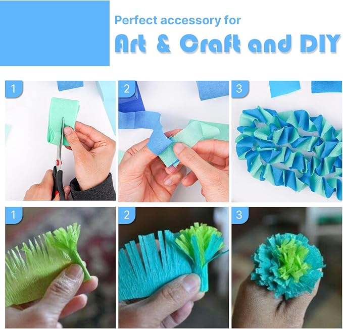 PartyWoo Blue Light Sky Blue Crepe Paper Streamers 6pcs 492 FT | Birthday - Image 4
