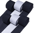 6 Silver Black Crepe Paper Streamers, 492ft Pack of Party Decorations | Each by CaptainD%C3%A9cor