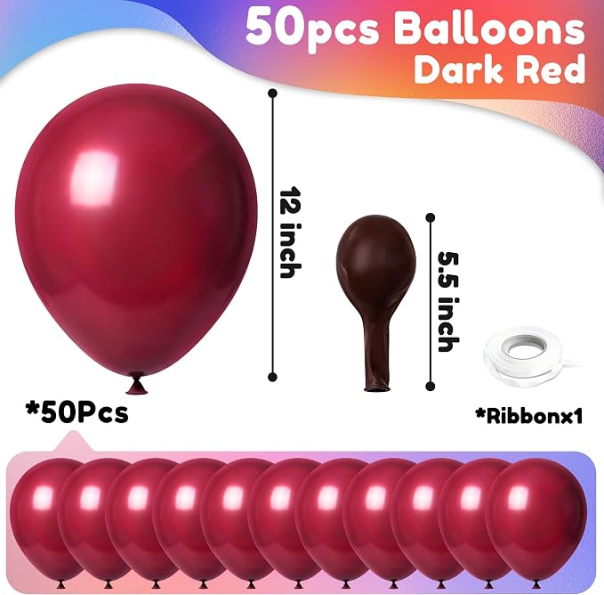 Dark Red Balloons, Baby Shower, Anniversary, Graduation, Wedding Decorations - Image 2