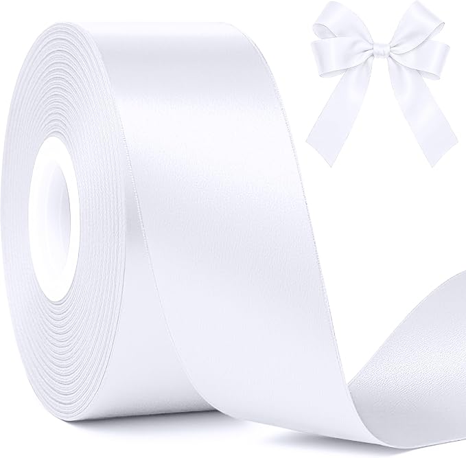 1 1/2In 30Yards Polyester White Ribbons by Fullive