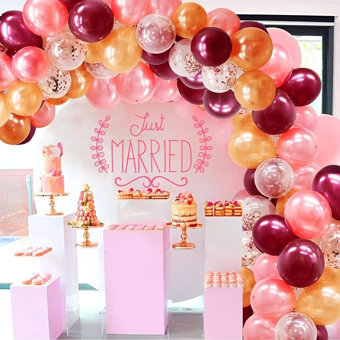 Rose Gold Balloons Burgundy Balloons Kit, 12 Inch - Image 2