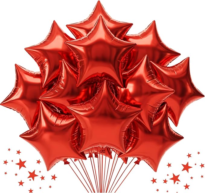 TONIFUL 30 Pcs Star Shaped Balloons 18 Inch Large Red Foil Balloons | Big by TONIFUL