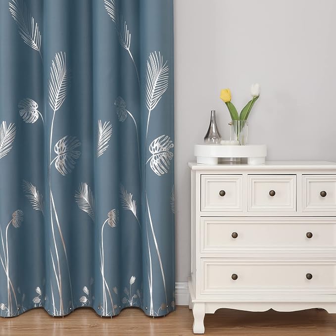 Stone Blue Blackout Curtains for Bedroom, Room Darkening Curtains - Image 2