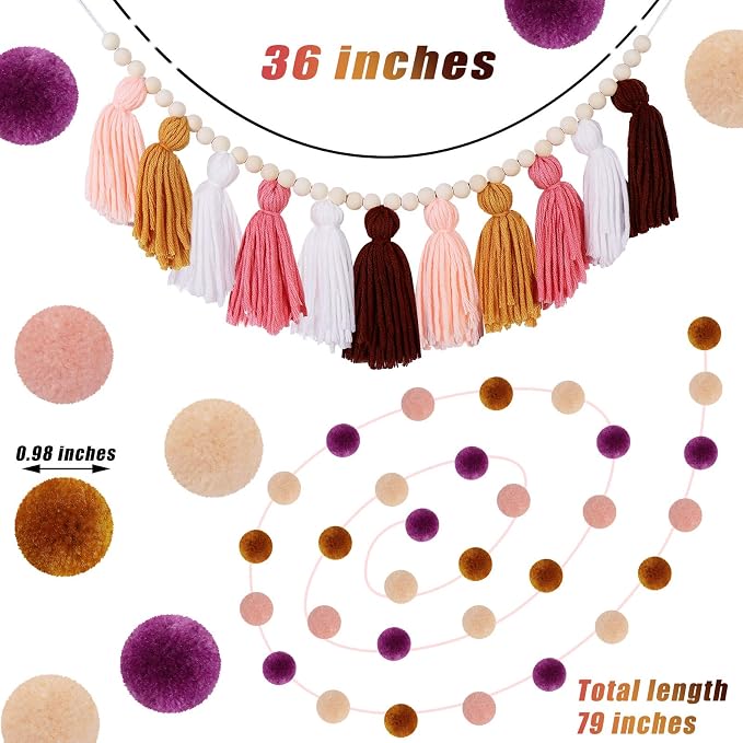Syhood 3 Pcs Boho Tassel Garland - Image 2