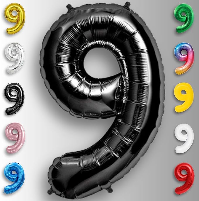 Black Number Balloon 9 Mylar Foil Balloons 16 inch Small - Image 3