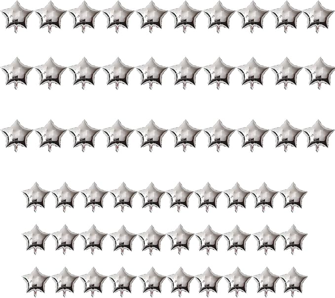 60pcs 2 Size Silver Star Shape Foil Balloon by SLGZXXY