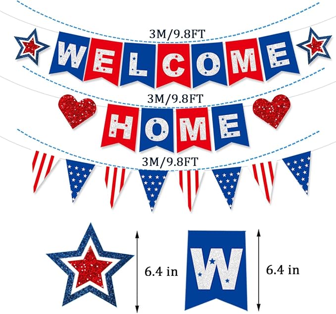 Patriotic Welcome Home Banner Decorations American Flag - Image 3