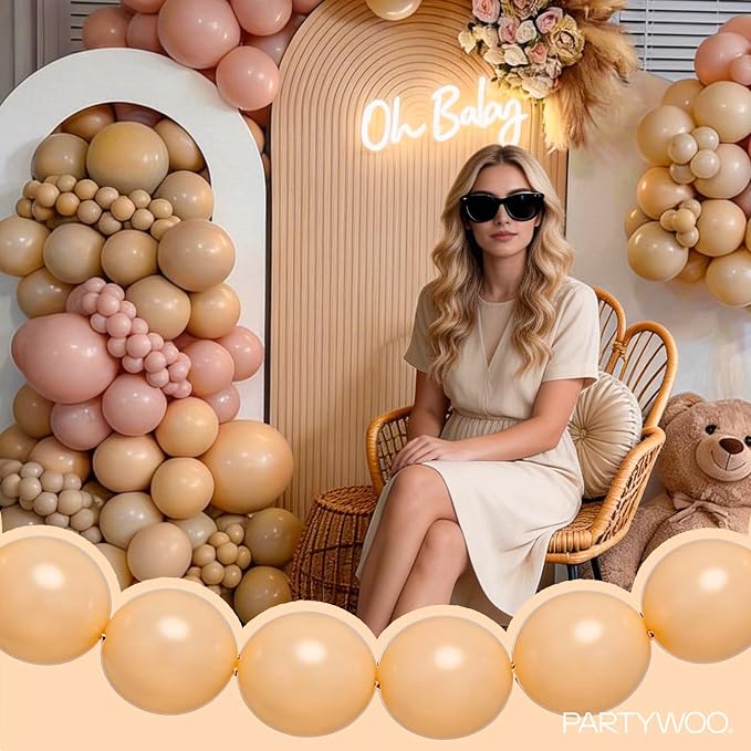 PartyWoo Nude Linking Balloons 100pcs 12 Inch Beige Tan Link Balloons | - Image 2