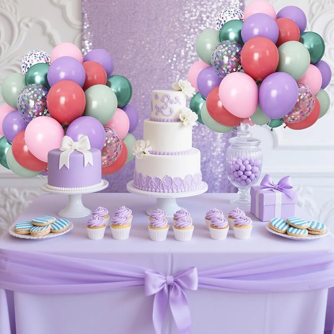 Pink Purple Green Balloons for Mermaid Magic Birthday Party Decorations Under - Image 8