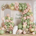 RainbowQ 165 Pcs Sage Green Balloons Arch Kit Different Sizes Garland | Pink by RainbowQParty