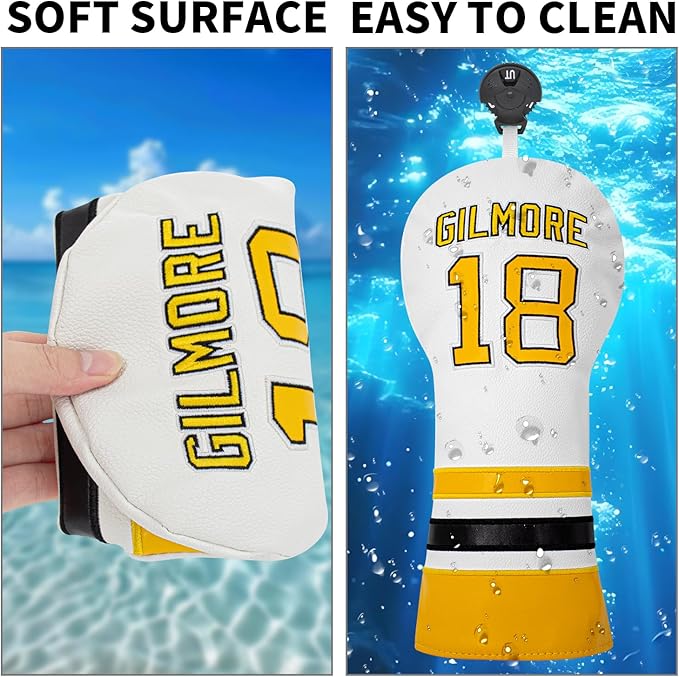 Golf Headcovers Golf Club Headcovers Sports Style Number 18 Premium Leather Driver Fairway(FW) Wood Hybrid(UT), Golf Blade Mallet Putter Cover