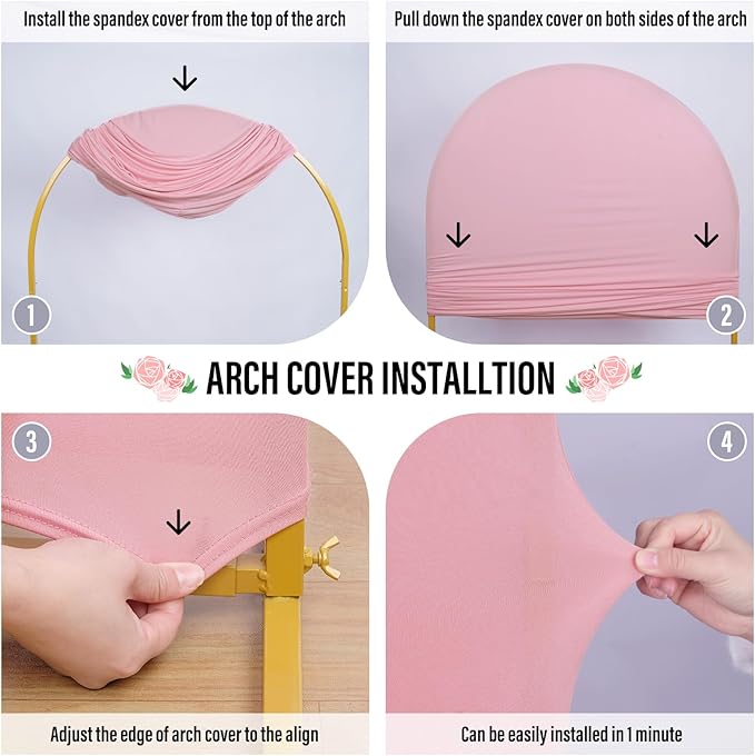 LEBENGURU Upgraded 7.2FT Wedding Arch Cover, Dusty Pink Spandex Fitted Arch Backdrop Cover, Round Top Chiara Stand Covers for Birthday Party Baby Shower Banquet Balloon Décor