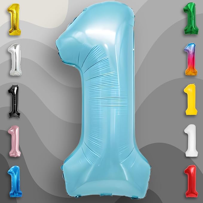 Candy Blue Number Balloon 1 Mylar Foil Balloons 16 Inch - Image 5