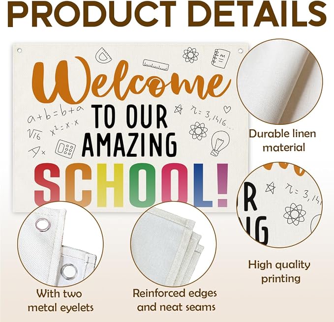 Back to School Banner, Welcome to Our Amazing School Poster, Canvas Wall Art - Image 3