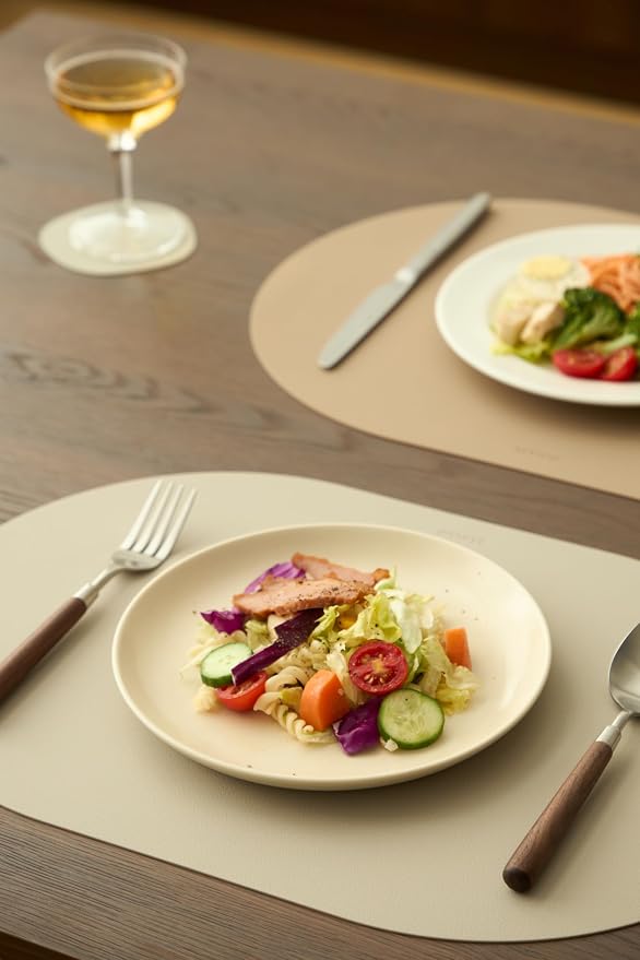 Beige Mixed Oval Silicone Placemats Set of 4 – Heat Resistant, Waterproof - Image 3