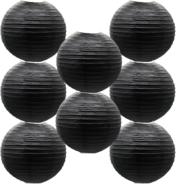 Black Paper Lanterns Hanging Chinese Round Lanterns by BARTHEW