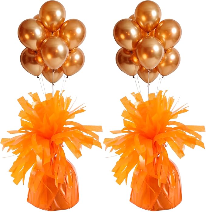 2 Pcs Balloon Weights Orange Metallic Anchor Balloon Holder by Unknown