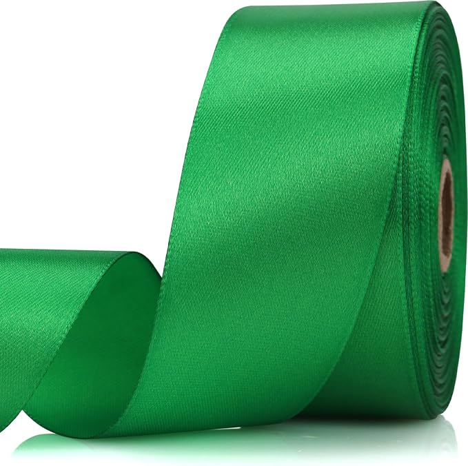 1-1/2 Inch 30 Yards Green Solid Satin Ribbon by Unknown