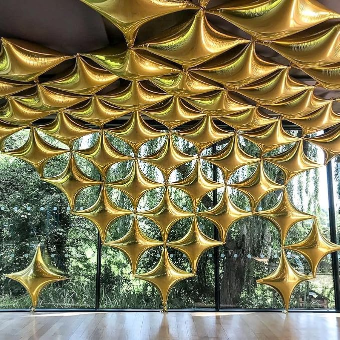 HILAVO 12PCS Gold Star Balloons, 24in 18in 10in Four Pointed Star Shaped - Image 6
