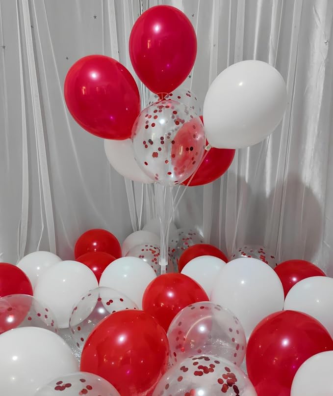 300 Pack Red and White Balloons 12 Inch Red Confetti Balloon - Image 5