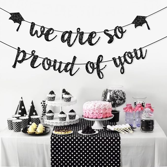 jijAcraft We Are So Proud of You Banner, Pre-strung Graduation Garland - Image 4