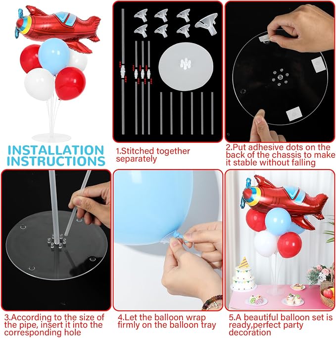 Airplane Birthday Party Balloons Stand Kit 2 Sets - Image 3
