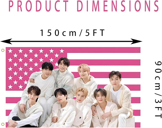 Stray Kids Tapestry Pink American Flag Banner, Group Novelty Design, 3ft x 5ft - Image 5