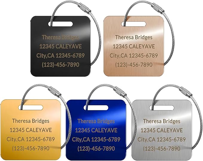 (5Pack) Custom Personalized Luggage Tags-Customized Unique tag for Suitcase Backpack Travel,Bags (Rose Gold (2 × 2))