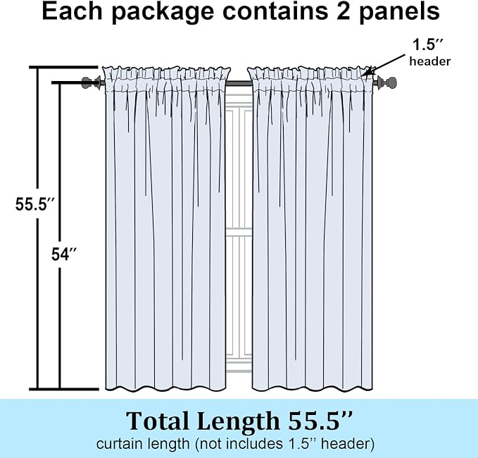 Simplebrand Dusty Blue Semi Sheer Curtains 54 Inch Length 2 Panels, Geometric - Image 7