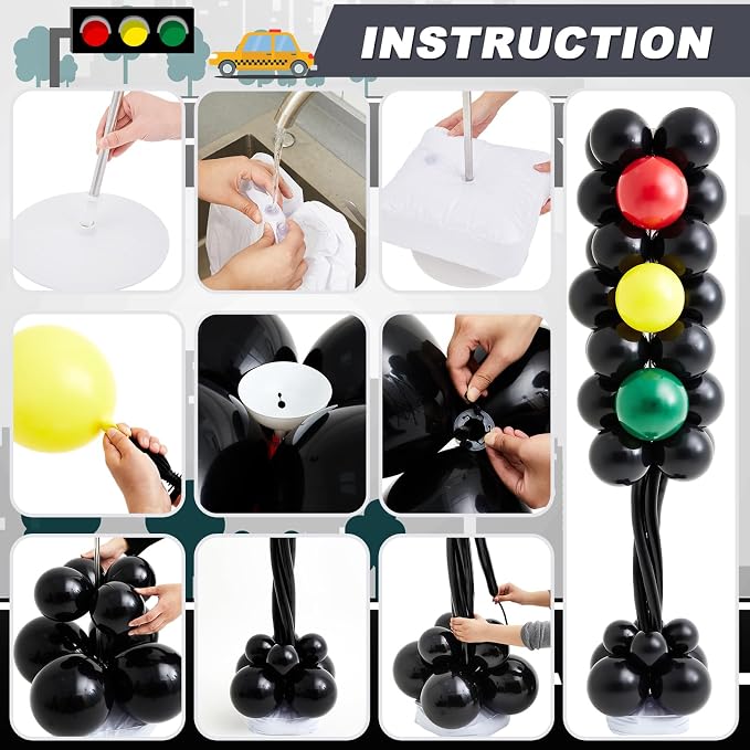Gejoy 2 Sets Traffic Light Balloons Column Stand Kit - Image 5