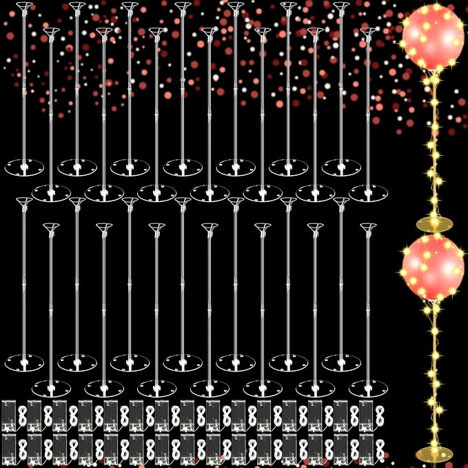 Liliful 30 Sets of Balloon Stand Kit and LED Fairy Lights Centerpieces Include by Liliful