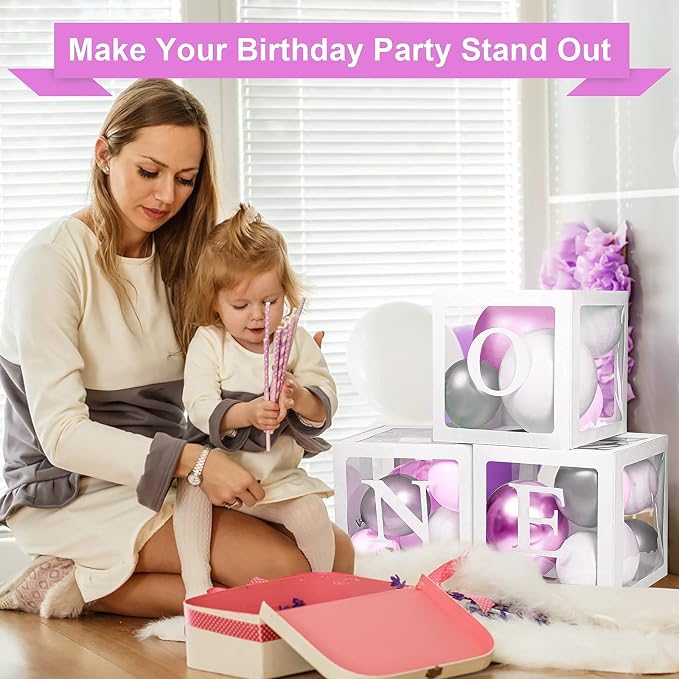 First Birthday Decorations For Boy Or Girl, Baby Clear Blocks Party Decor - Image 3