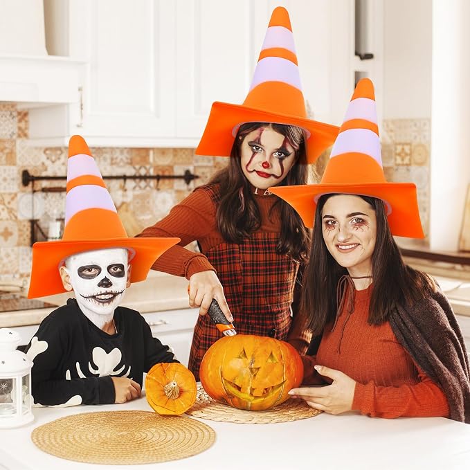 Yalikop Orange Traffic Cone Hat Halloween Construction Hat Funny Road Worker - Image 5