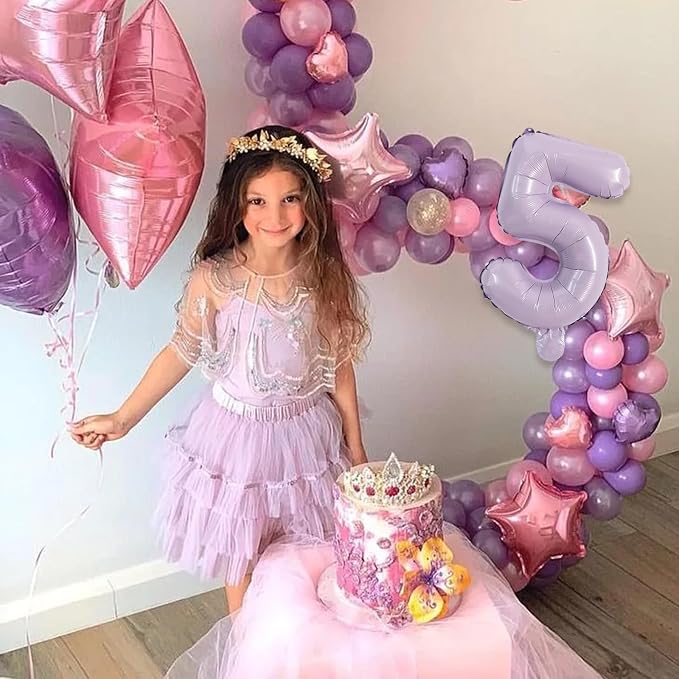 TONIFUL 16 Inch 10 Pcs Light Purple 0-9 Birthday Number Balloons | Small Custom - Image 6