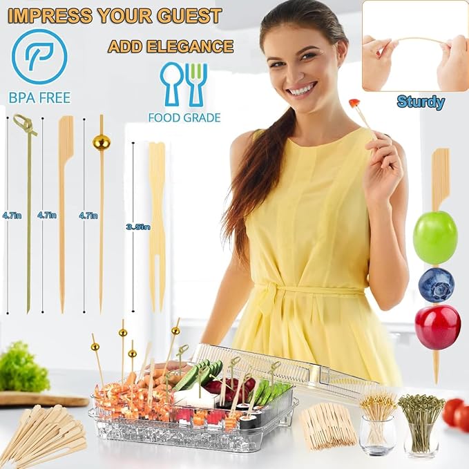 400 Cocktail Picks Bamboo Skewers - Image 3