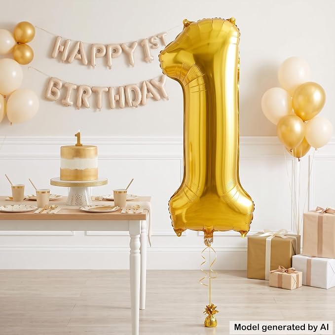 40 Inch Gold Number 1 Foil Balloon - Image 3