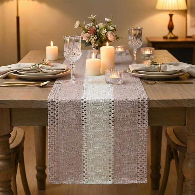 Artoid Mode Pink Farmhouse Woven Table Runner 12x48 Inch | Seasonal Holiday - Image 2