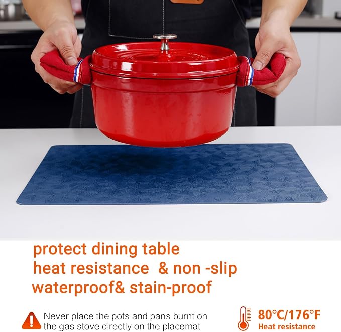 Vinyl Placemats Set of 12 Heat Resistant Easy Clean Non-Slip Place Mats - Image 4