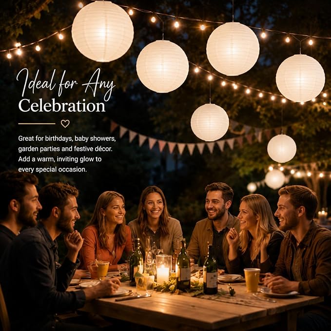 LIHAO 10 Pack White Paper Lanterns, 6/8/10/12 Inch, Wedding Party Decor | - Image 8
